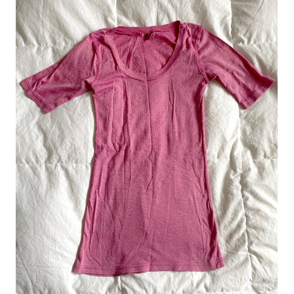 Michael Stars Pink Sparkly Crew Tee Size S